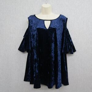 Valerie Steven Womens Blue Top Shirt Plus 2X Short Sleeve Casual Chic Ladies